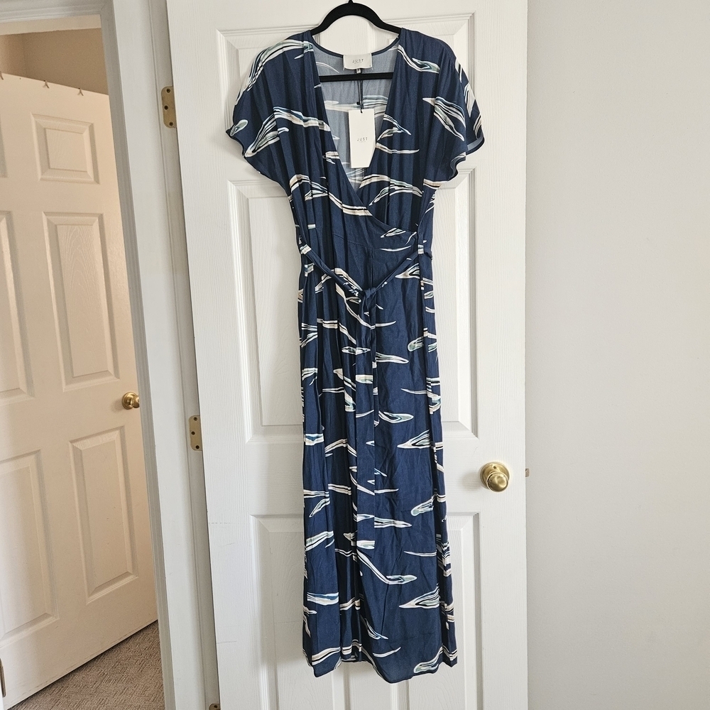 Just Female Blue and White Patterned Maxi Dress